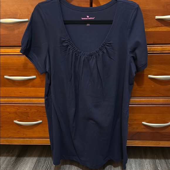 Woman Within Navy Tunic Top - Picture 1 of 2